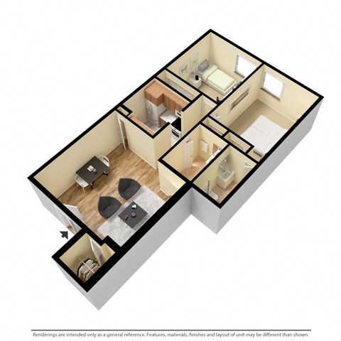 Floor plan for 2 beds, 2 baths, 864 sqft
